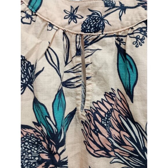 Rachel Ashwell Womens Shift Dress Medium Pink Floral 100% Linen Halter Summer - Picture 2 of 8